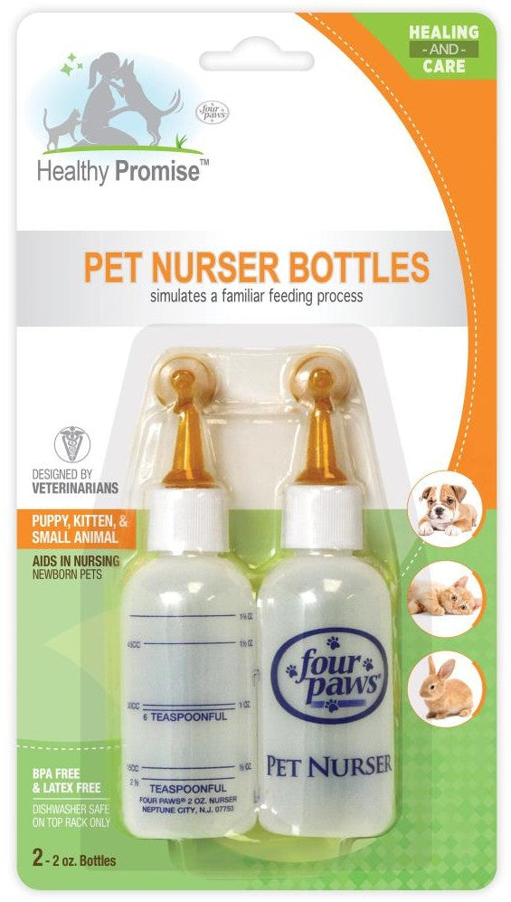 Four Paws Healthy Promise Pet Nurser Bottles Simulates a Familiar Feeding Process for Puppies, Kittens and Small Animals