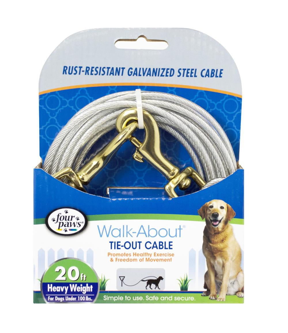 Four Paws Pet Select Walk-About Tie-Out Cable Heavy Weight for Dogs up to 100 lbs