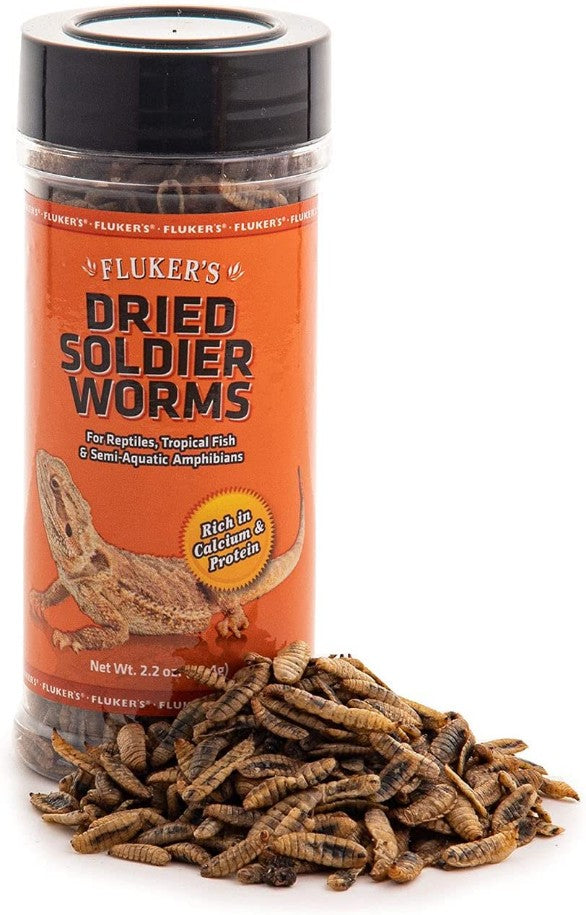 Flukers Dried Soldier Worms for Reptiles, Tropical Fish, Amphibians, Small Animals and Birds