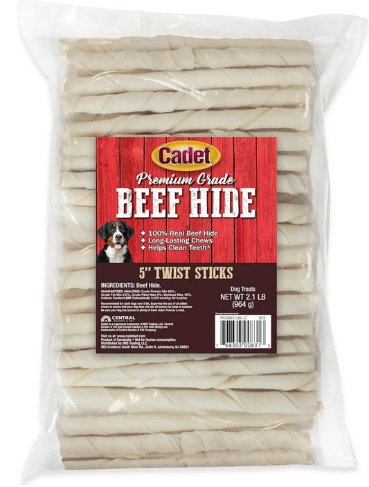 Cadet Premium Grade Beef Hide Twist Sticks 5 Inch