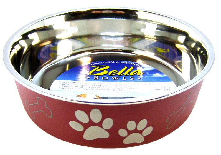 Loving Pets Merlot Stainless Steel Dish With Rubber Base
