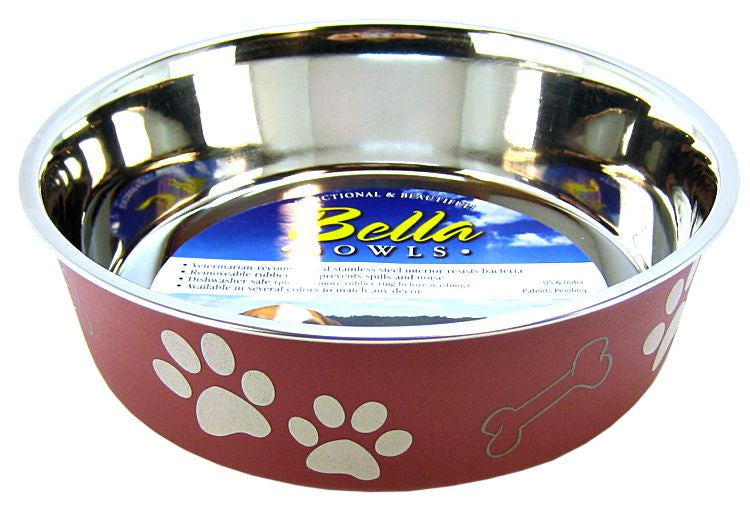 Loving Pets Merlot Stainless Steel Dish With Rubber Base