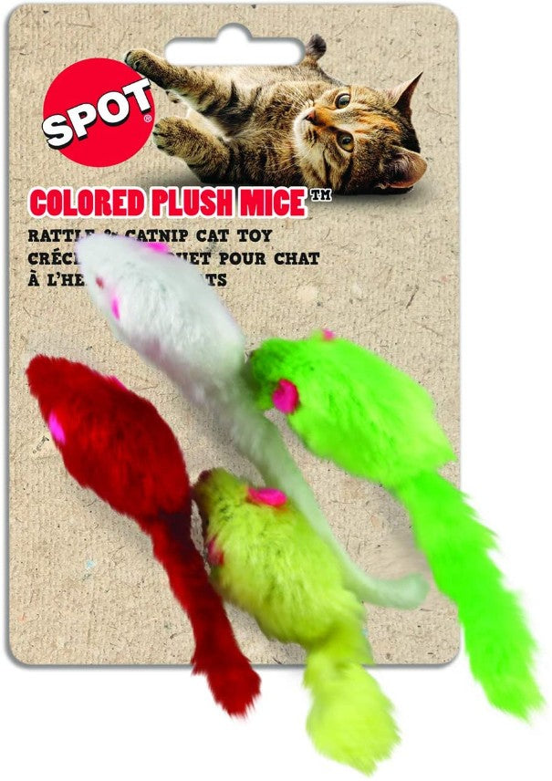 Spot Colored Plush Mice Cat Toy