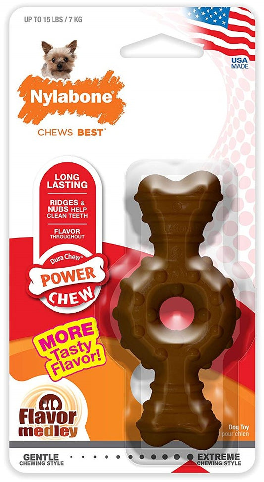 Nylabone Dura Chew Power Chew Flavor Medley Textured Ring Bone Petite