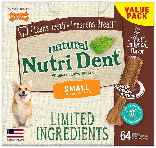 Nylabone Natural Nutri Dent Filet Mignon Limited Ingredients Small Dog Chews