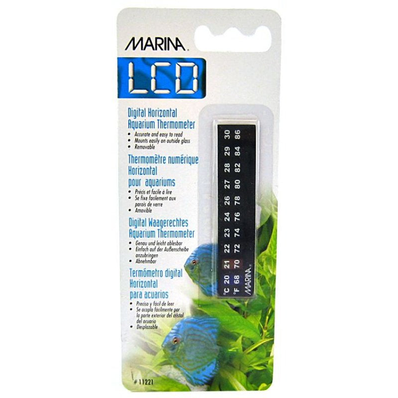 Marina LCD 0.6" Long Digital Horizontal Aquarium Thermometer 68 to 86&deg; F