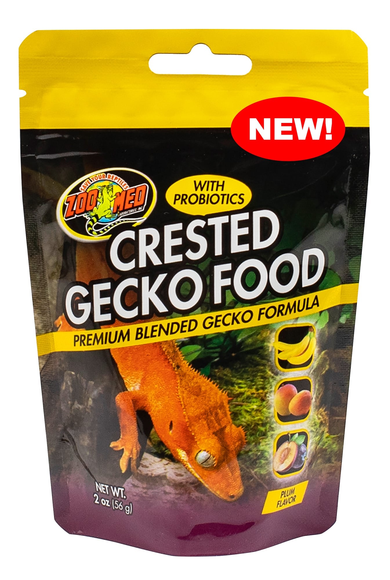 Zoo Med Crested Gecko Food with Probiotics Premium Blended Gecko Formula Plum Flavor