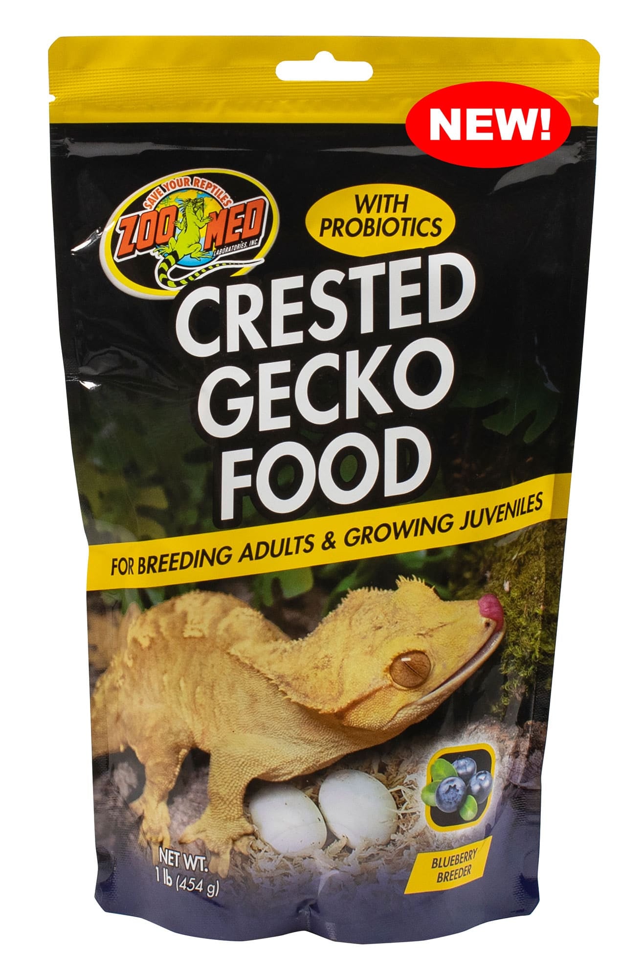 Zoo Med Crested Gecko Food with Probiotics For Breeding Adults and Growing Juveniles Blueberry Flavor