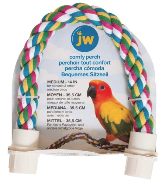JW Pet Flexible Multi-Color Comfy Rope Perch 14" Long for Birds