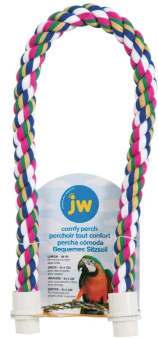 JW Pet Flexible Multi-Color Comfy Rope Perch 36" Long for Birds