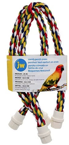JW Pet Flexible Multi-Color Cross Rope Perch 25" Long for Birds