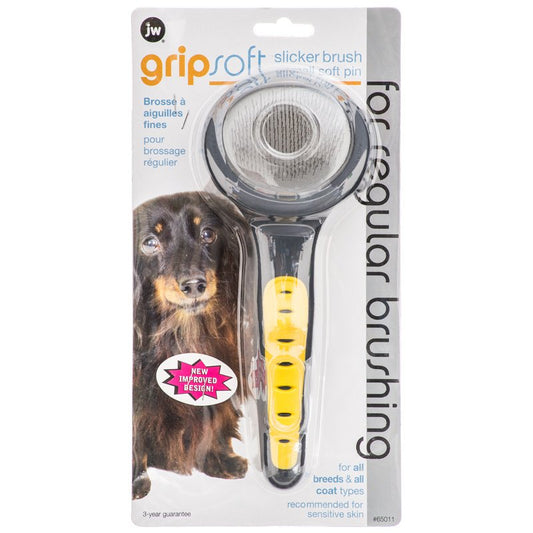 JW Pet GripSoft Soft Slicker Brush Small Soft Pin for Regular Brushing