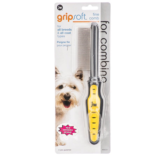 JW Pet GripSoft Fine Comb for Combing All Dog Breeds and Coat Types
