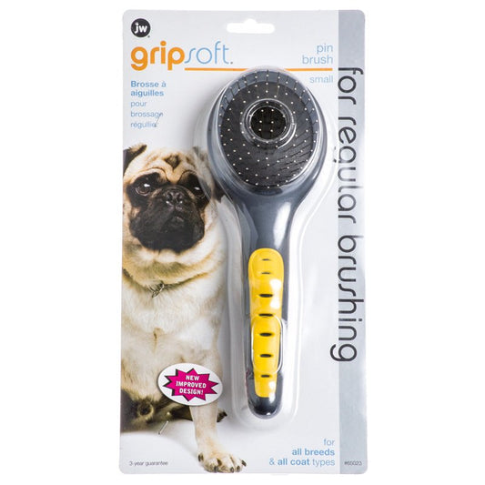 JW Pet GripSoft Pin Brush for Regular Brushing