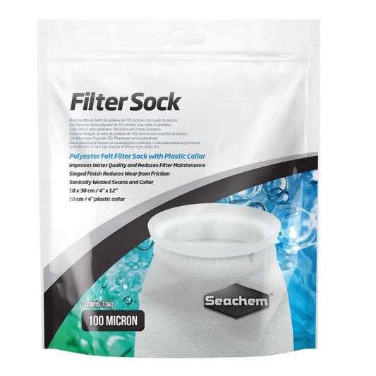 Seachem Laboratories Filter Sock with Plastic Collar White, 1ea/4In X 12 in, SM