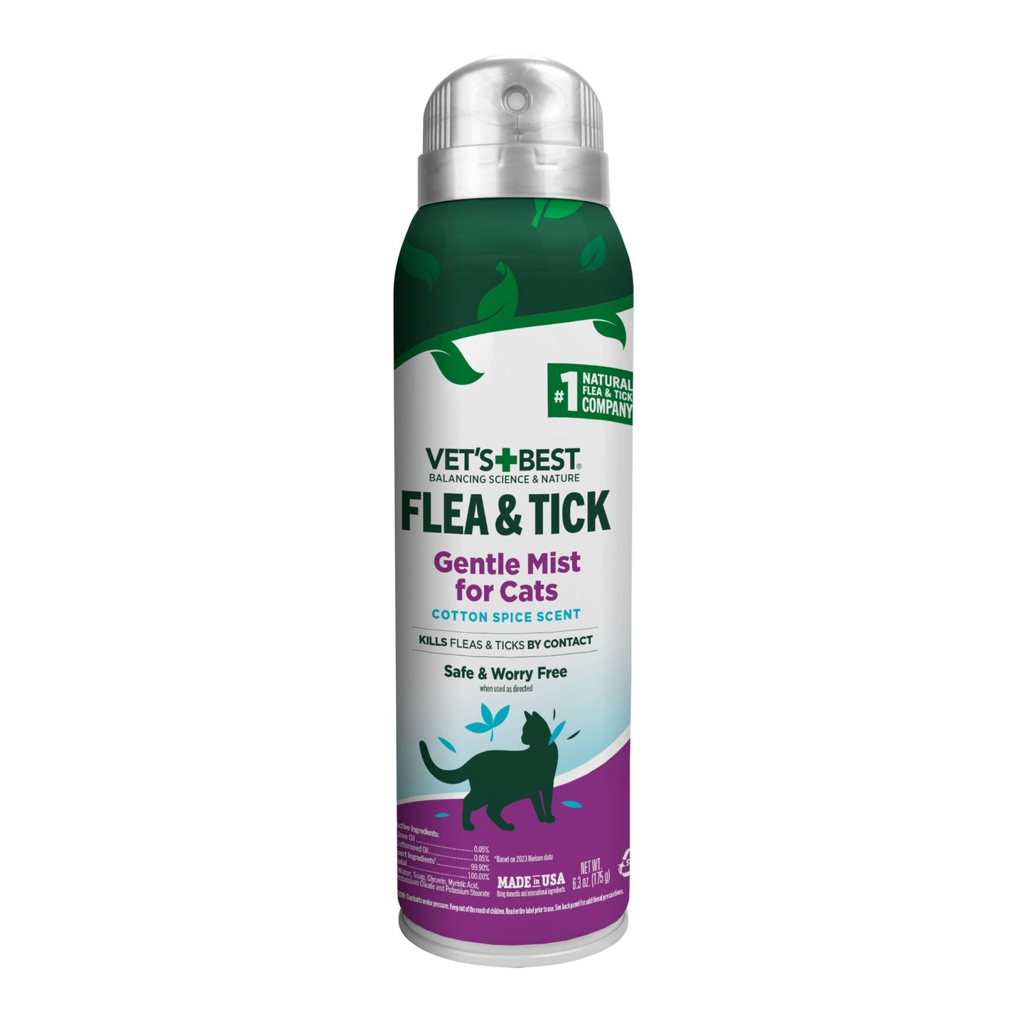 Vet's Best Flea & Tick Gentle Mist for Cats Cotton Spice Scent, 1ea/6.3oz.