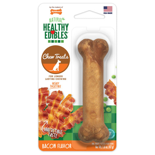 Nylabone Healthy Edibles AllNatural Long Lasting Bacon Chew Treats Bacon, SMall/Regular  Up To 25 Ibs. 1 ct