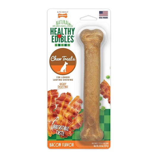 Nylabone Healthy Edibles All-Natural Long Lasting Bacon Chew Treats Bacon 1ea/Large - Up To 50 lb