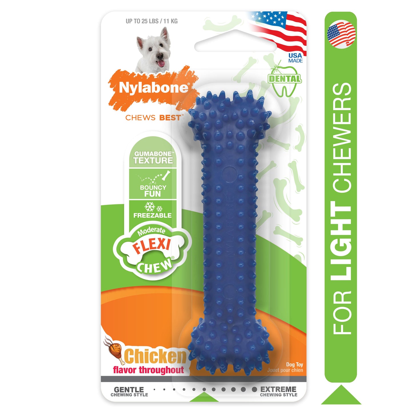 Nylabone Moderate Chew Textured Dog Dental Chew Toy Chicken 1ea/SMall/Regular - Up To 25 Ibs.