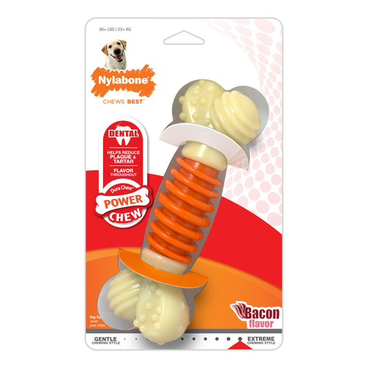 Nylabone PRO Action Dental Power Chew Durable Dog Toy Bacon 1ea/Large/Giant - Up To 50 lb