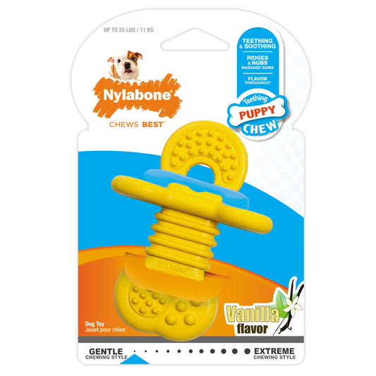 Nylabone Puppy Rubber Teethers Rubber Teether Vanilla Yellow 1ea/SMall/Regular - Up To 25 Ibs.