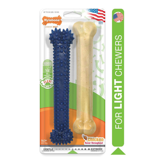 Nylabone Dental Chew and Flexi Bone Combo Pack Dog Chew Toys Chicken 1ea/Large/Giant - Up To 50 lb