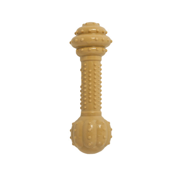 Nylabone Barbell Power Chew Durable Dog Toy Peanut Butter 1ea/Medium/Wolf - Up To 35 lb