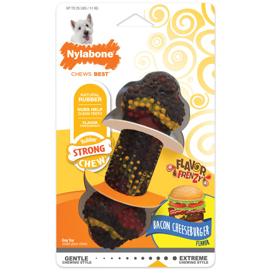 Nylabone Flavor Frenzy Strong Chew Dog Toy Bacon & Cheeseburger 1ea/SMall/Regular - Up To 25 Ibs.