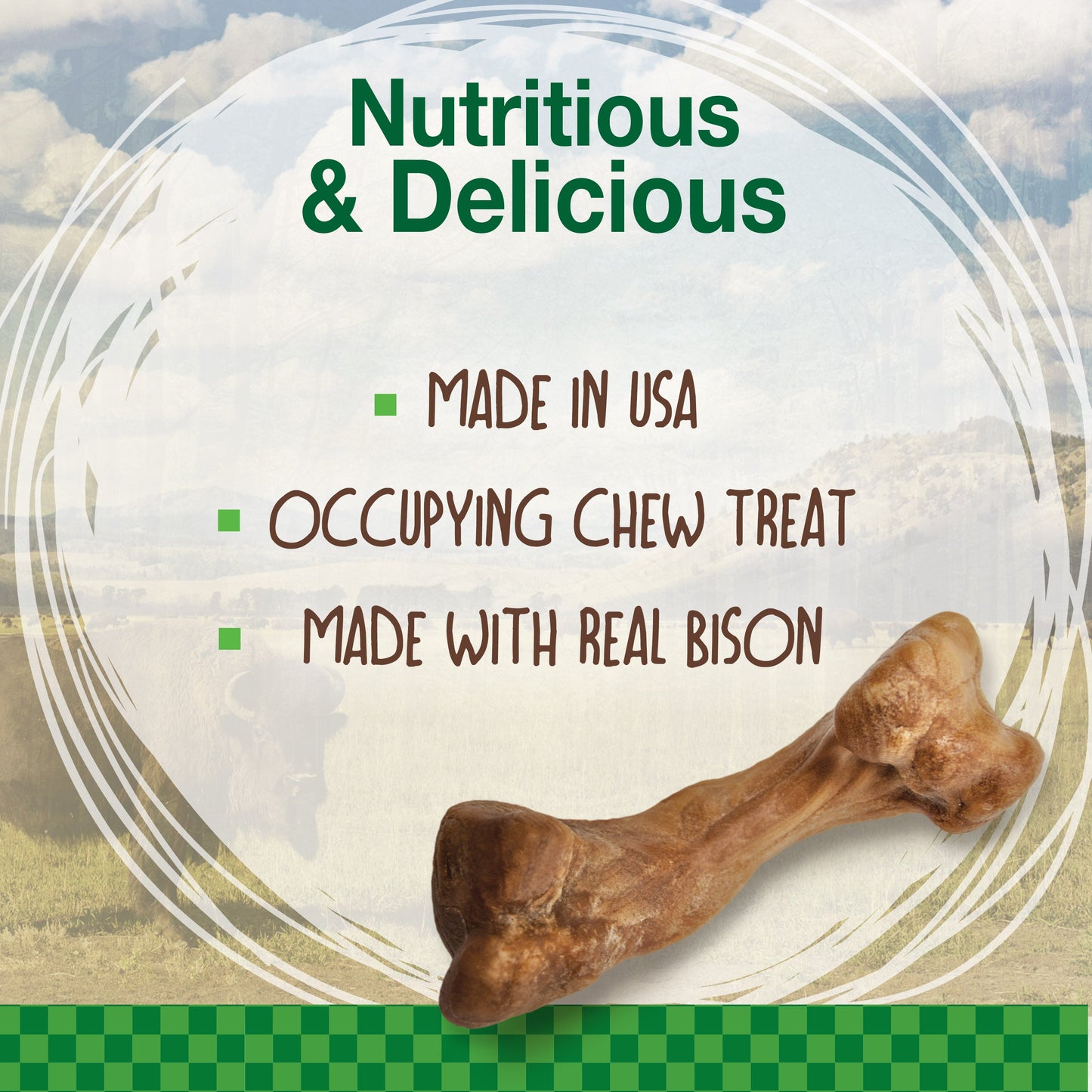 Nylabone Healthy Edibles WILD Natural Long Lasting Bison Dog Chew Treats Bison, SMall/Regular  Up To 25 Ibs. 8 ct