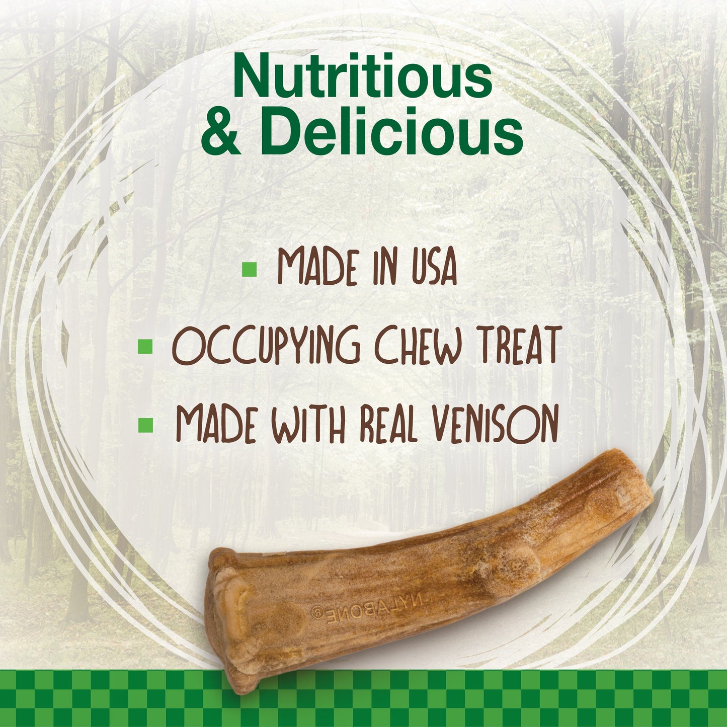 Nylabone Healthy Edibles WILD Antler Natural Long Lasting Dog Chew Treats Venison, Large/Giant  Up To 50 Lbs. 2 ct