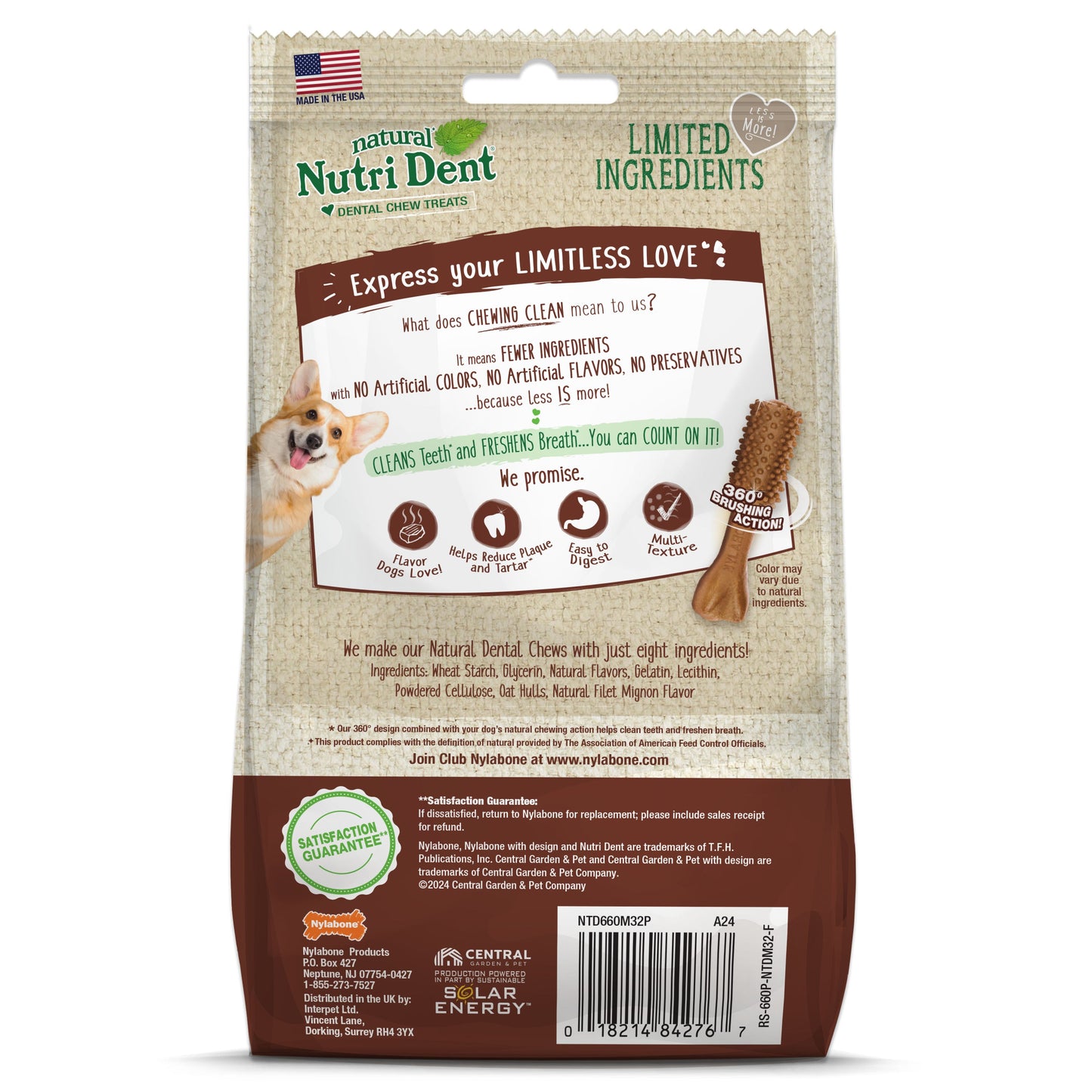 Nylabone Nutri Dent Filet Mignon Dog Dental Chews Filet Mignon 1ea/Mini - 5 Lbs. To 10 lb