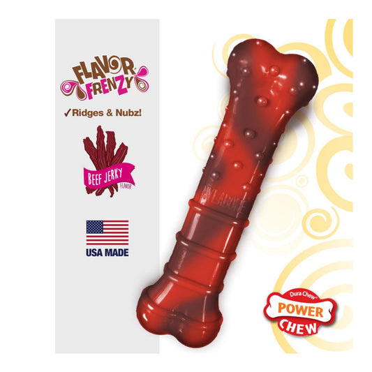 Nylabone Flavor Frenzy Power Chew Durable Dog Chew Toy Beef Jerky 1ea/XS/Petite - Up To 15 lb