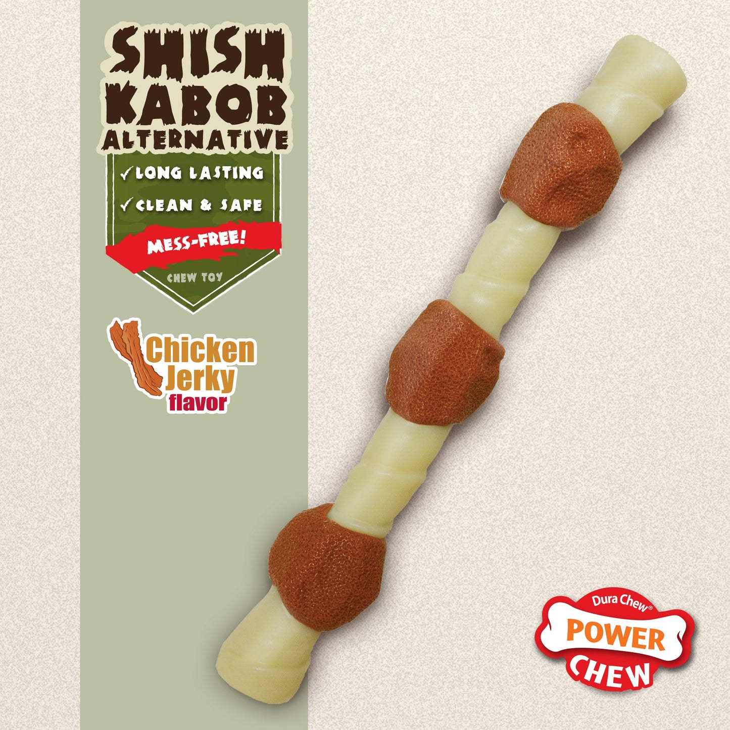 Nylabone Power Chew Shish Kabob Alternative Nylon Chew Toy Chicken Jerky 1ea/SMall/Regular - Up To 25 Ibs.