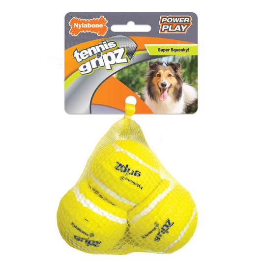 Nylabone Power Play Dog Tennis Ball Gripz 1ea/Medium/Wolf - Up To 35 lb