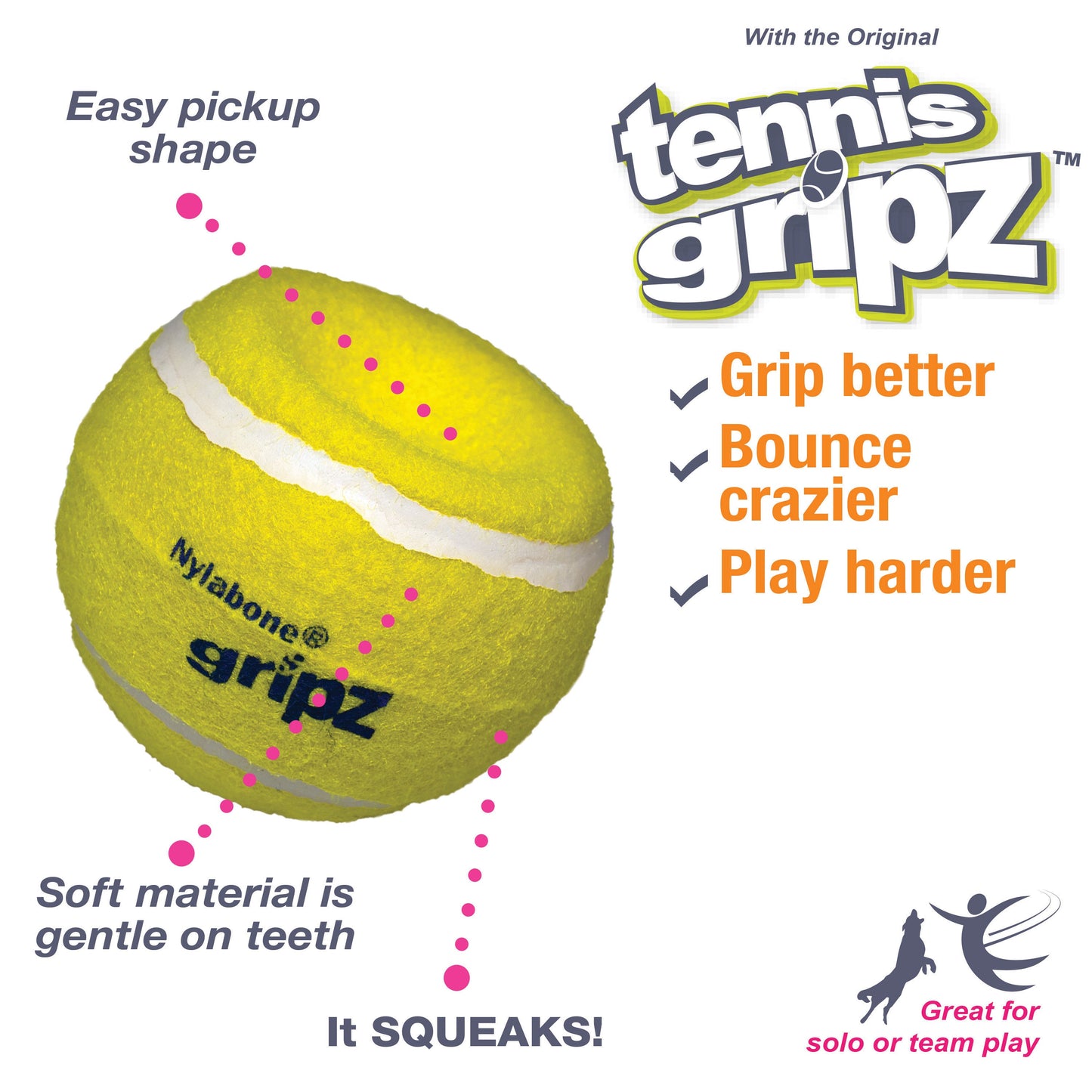 Nylabone Power Play Dog Tennis Ball Gripz 1ea/Large/Giant - Up To 50 lb