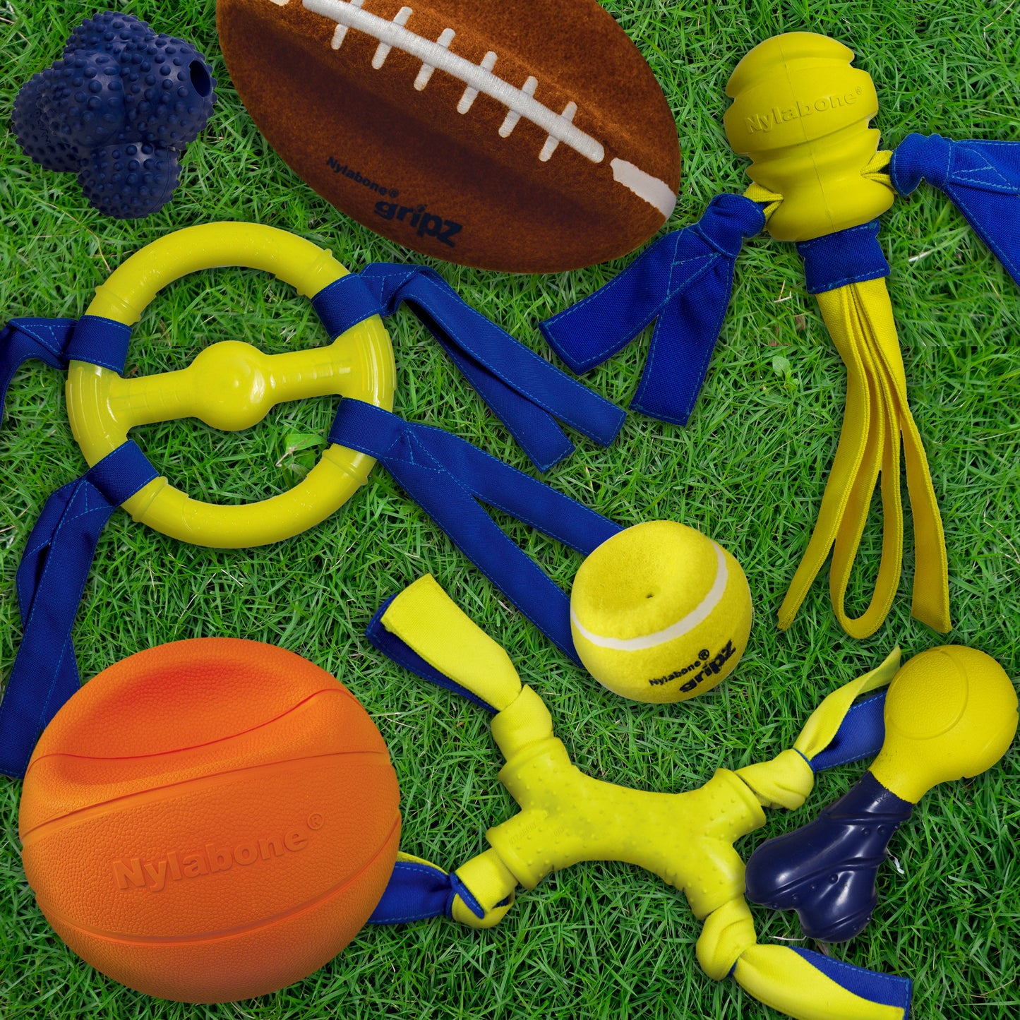 Nylabone Power Play Dog Football Gripz 1ea/Medium/Wolf - Up To 35 lb