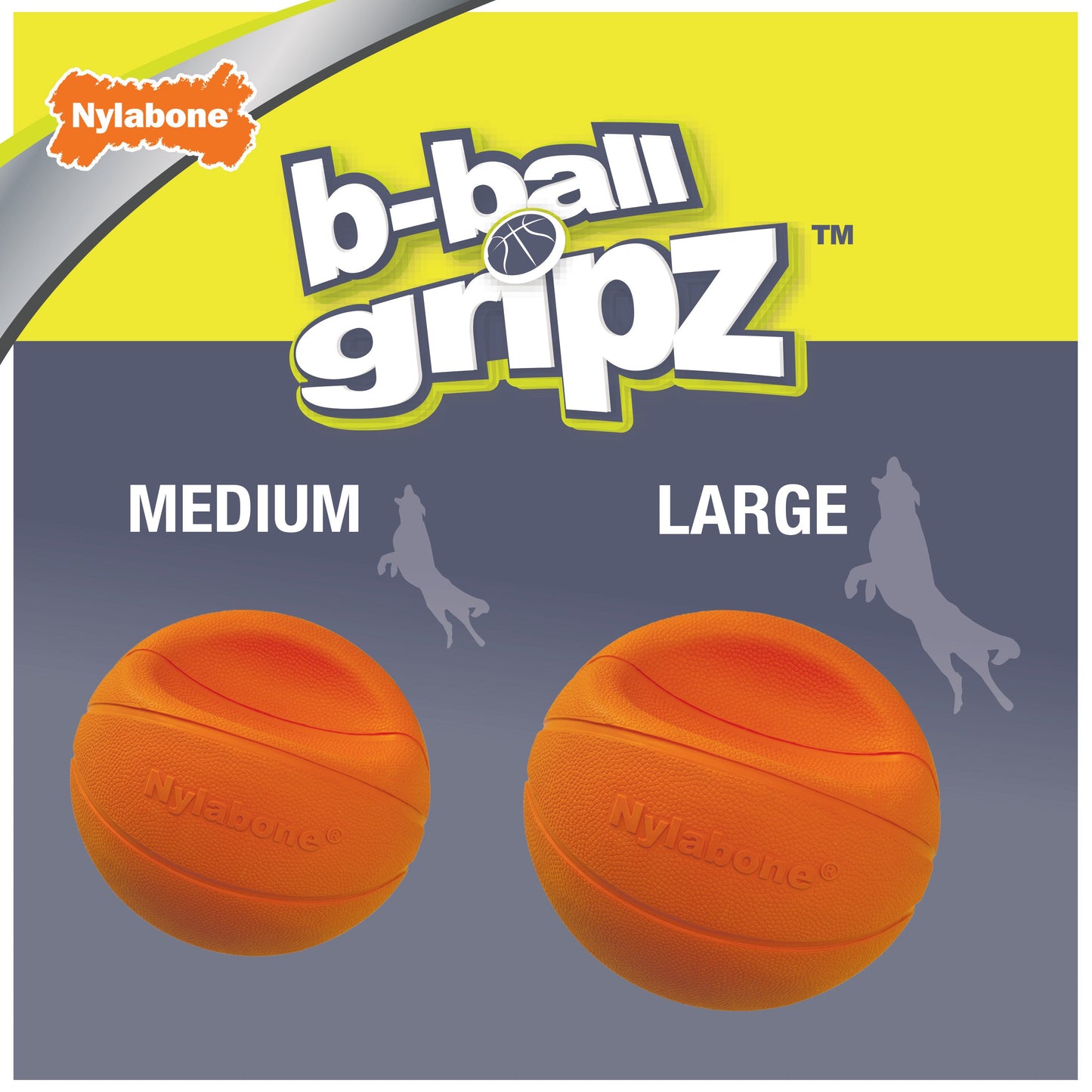 Nylabone Power Play Dog Basketball B-Ball Gripz 1ea/Medium/Wolf - Up To 35 lb