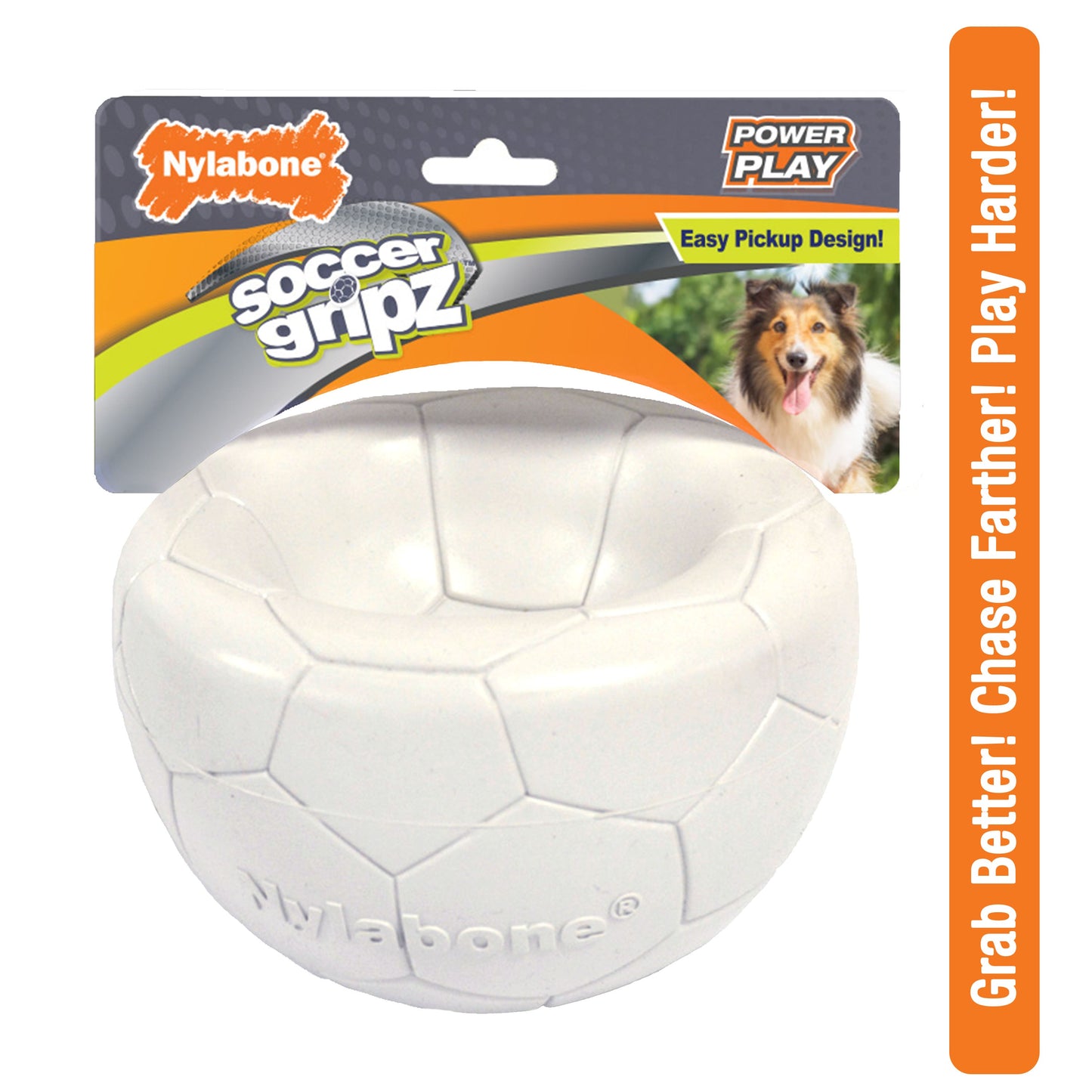 Nylabone Power Play Gripz Dog Soccer Ball Toy 1ea/Medium/Wolf - Up To 35 lb