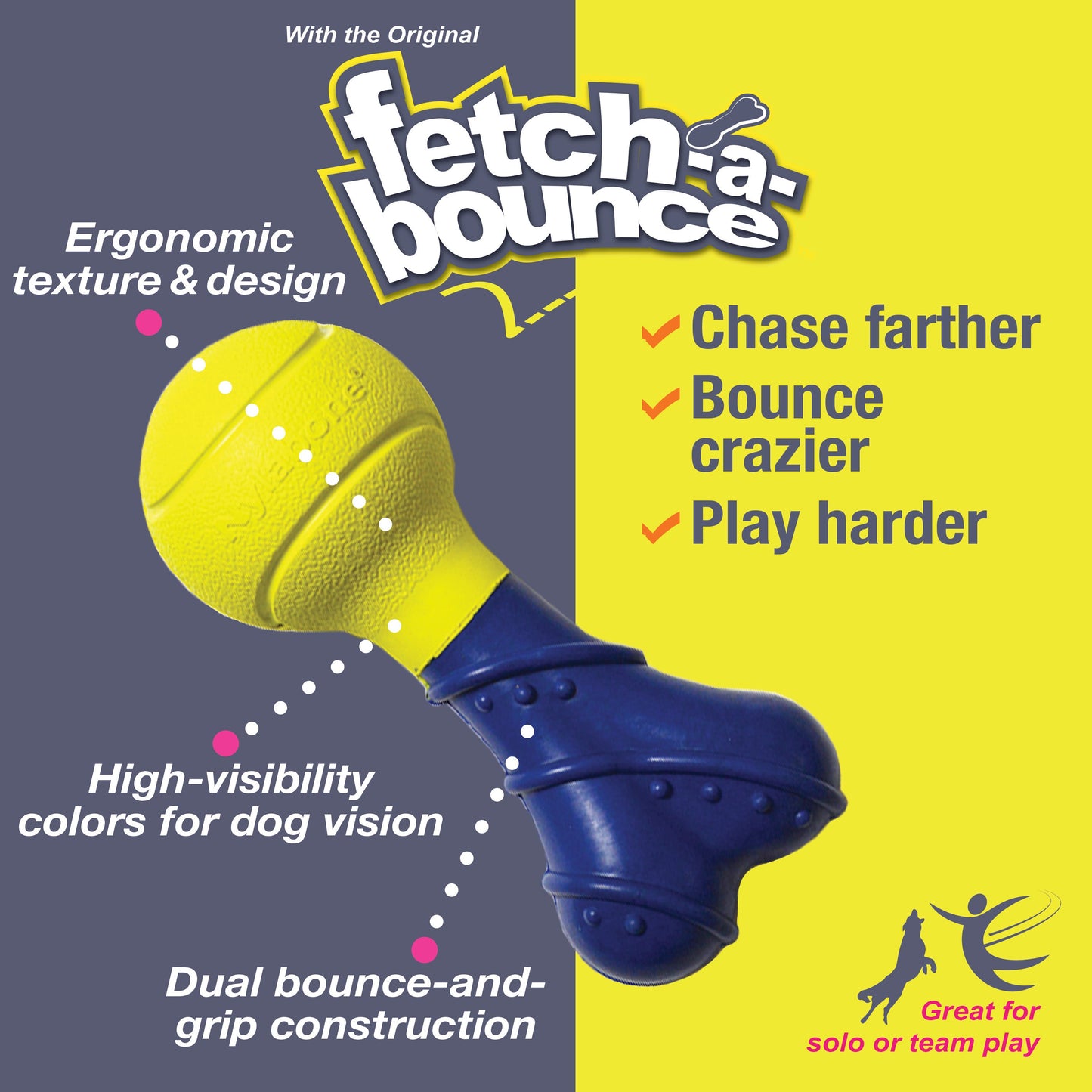 Nylabone Power Play Rubber Dog Toy Fetch-a-Bounce 1ea/SMall/Regular - Up To 25 Ibs.