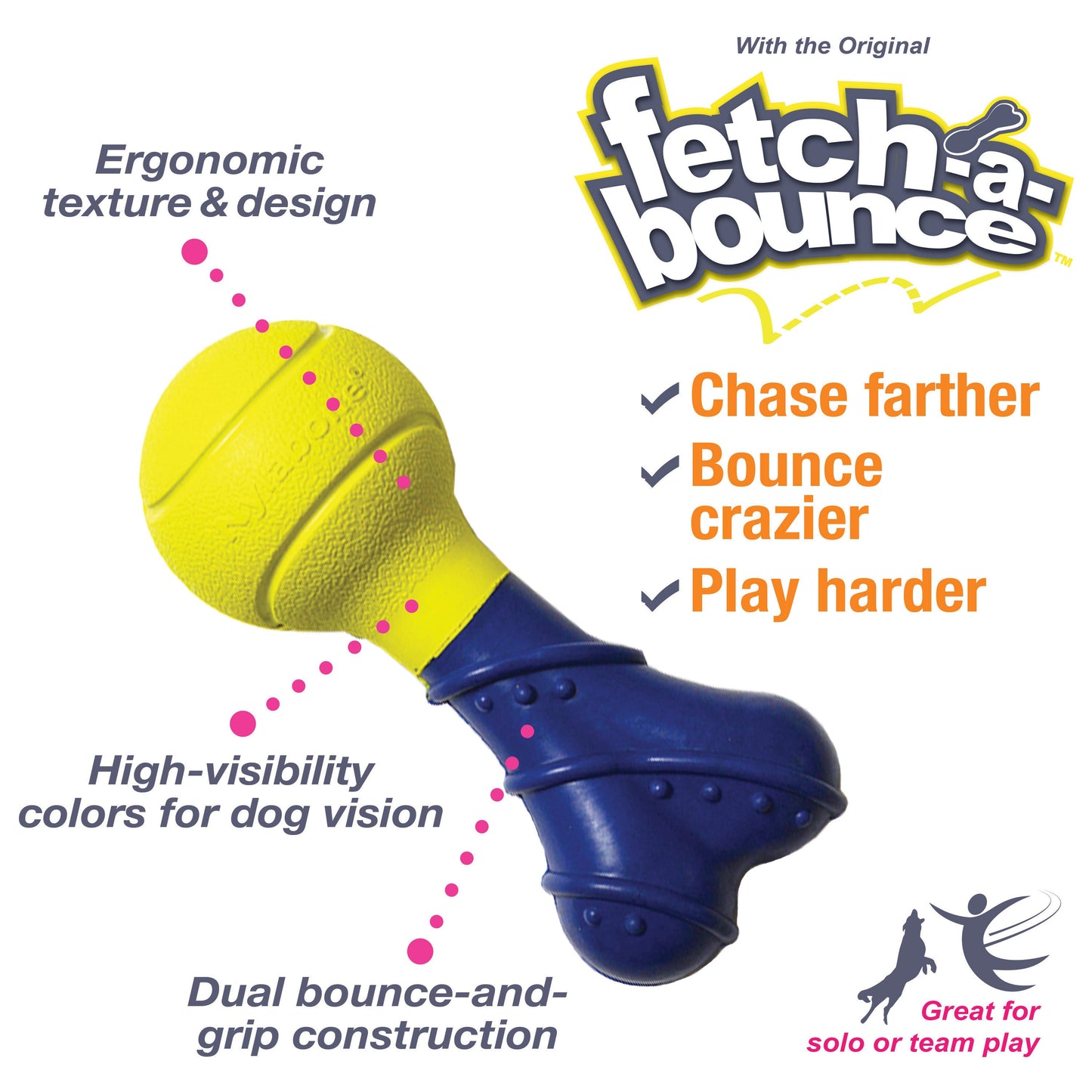 Nylabone Power Play Rubber Dog Toy Fetch-a-Bounce 1ea/SMall/Regular - Up To 25 Ibs.