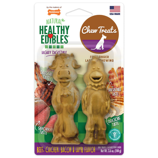 Nylabone Healthy Edibles Farm Friends Grain Free Dog Treats Beef, Chicken, Bacon, & Lamb 1ea/Large - Up To 50 lb