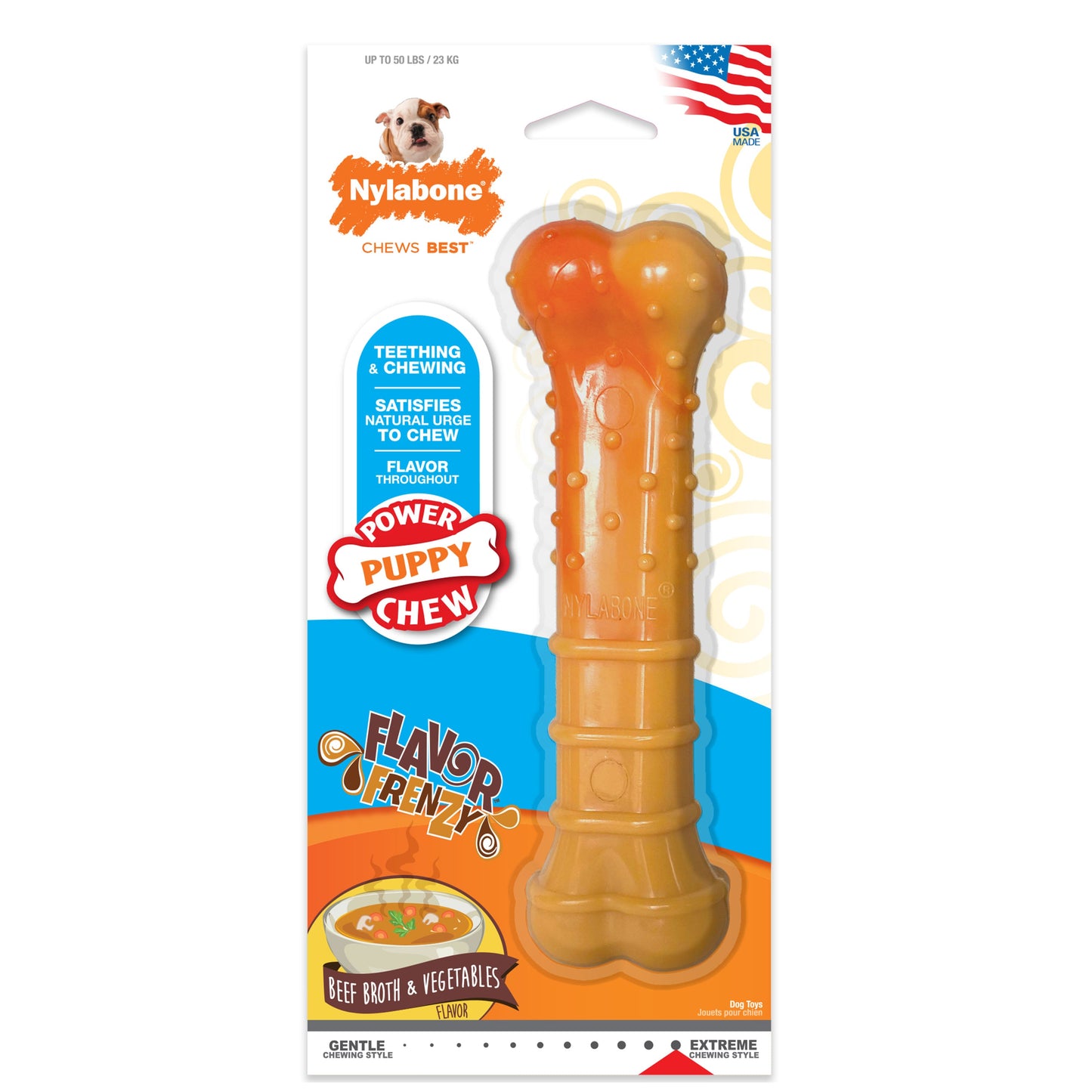 Nylabone Textured Nylon Puppy Chew Toy Beef & Vegetable 1ea/Large/Giant - Up To 50 lb