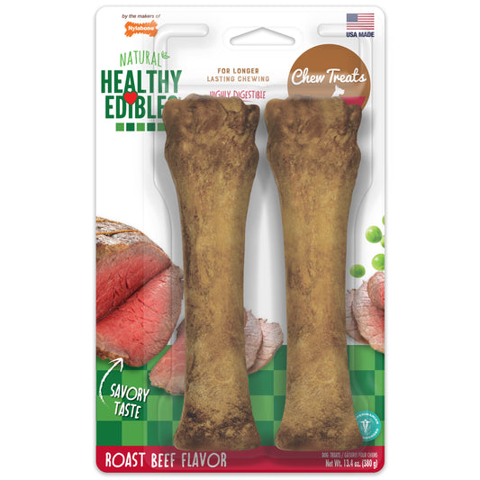 Nylabone Healthy Edibles AllNatural Long Lasting Roast Beef Dog Chew Treats Roast Beef, XL/Souper  50 Lbs. 2 ct