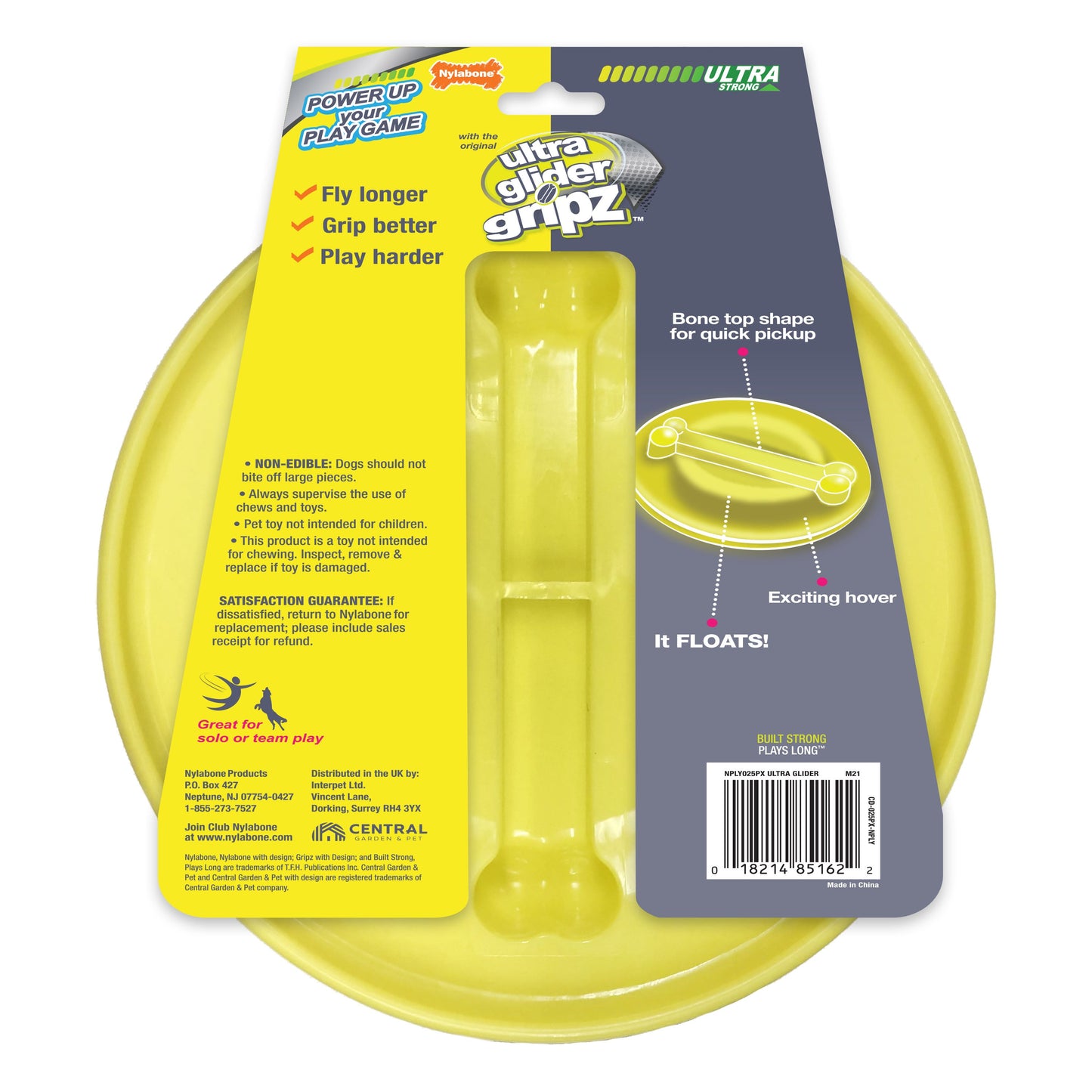 Nylabone Power Play Ultra Glider Gripz Dog Flying Disc 1ea/Large/Giant - Up To 50 lb