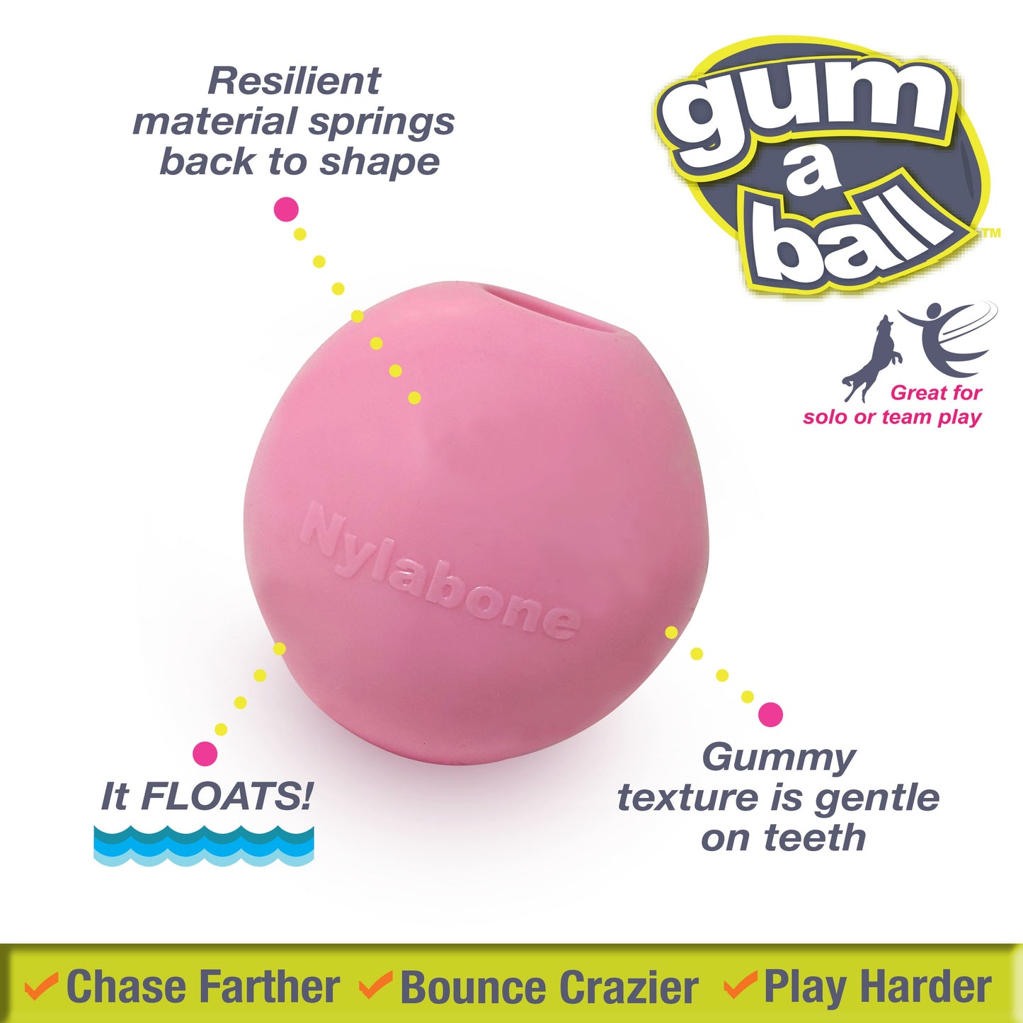 Nylabone Power Play Gum-a-Ball Toy for Dogs 1ea