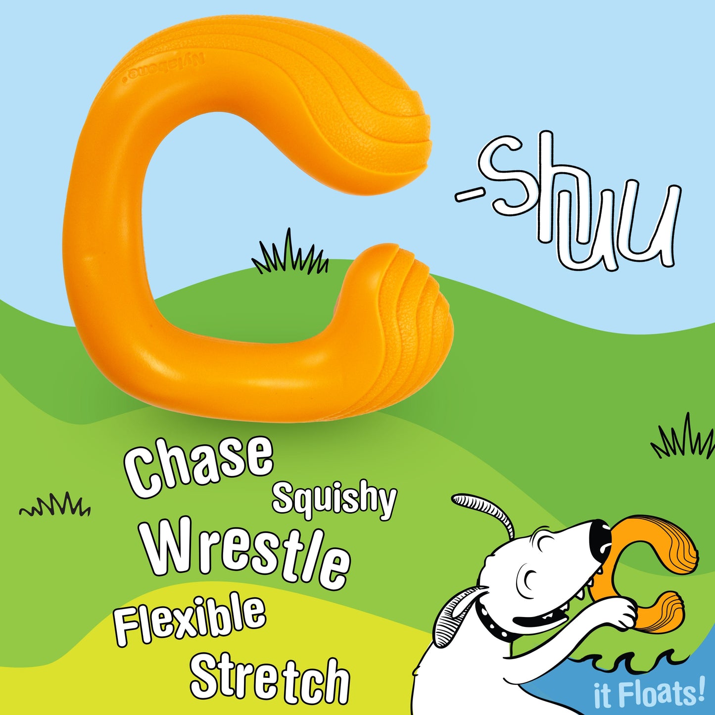 Nylabone Creative Play C-Shuu Dog Chase Toy Orange 1ea/Large/Giant - Up To 50 lb