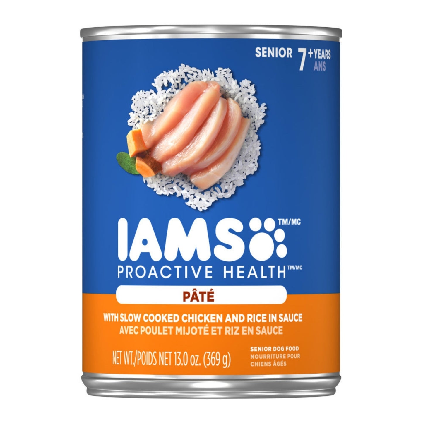 IAMS Proactive Health Paté Senior Wet Dog Food Chicken & Rice 12.3oz. (Case of 12)