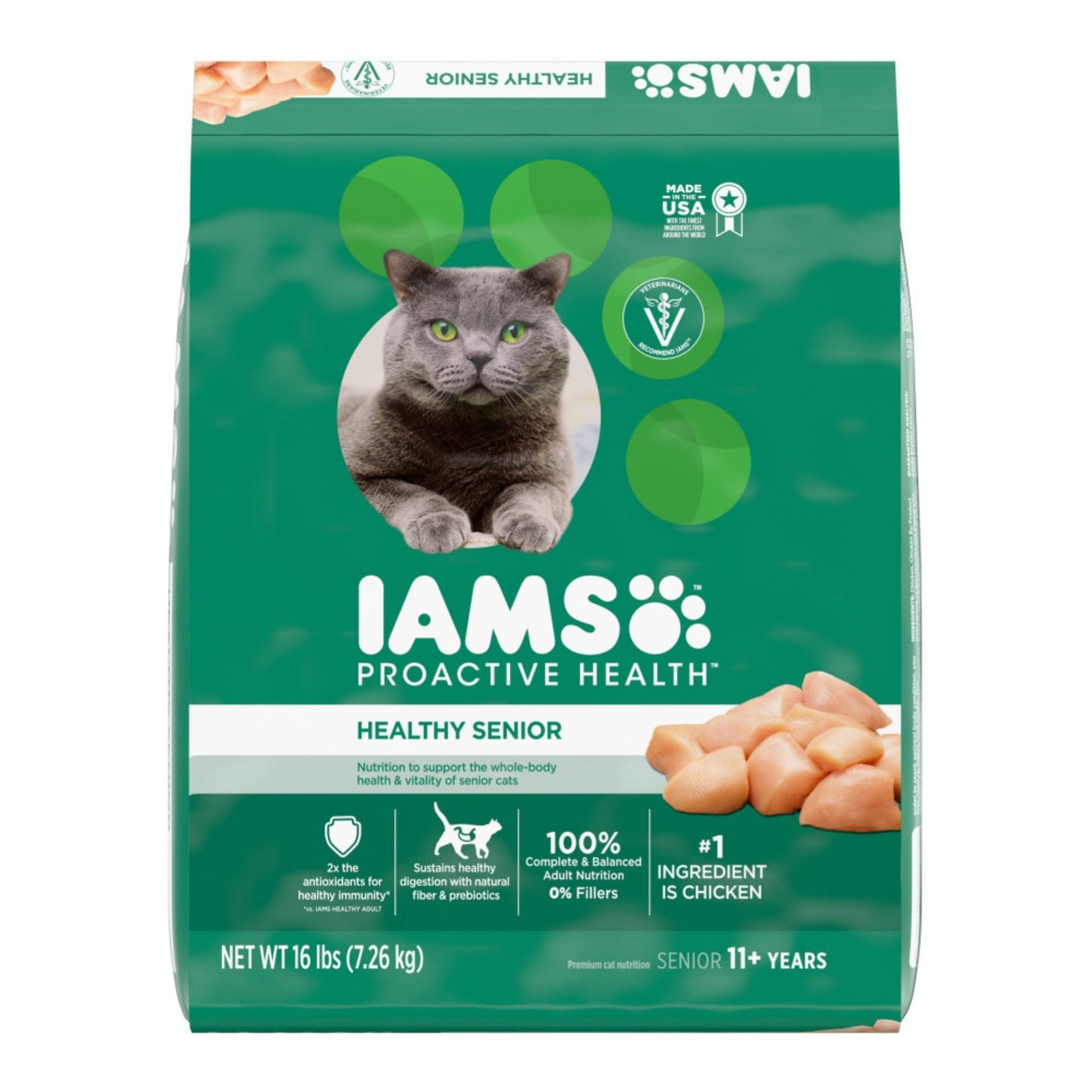 IAMS Proactive Health Senior Dry Cat Food Chicken 1ea/16 lb