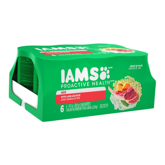 IAMS Proactive Health Paté Adult Wet Dog Food Pate w/Lamb & Rice 13 oz, 6 pk  2 case minimum