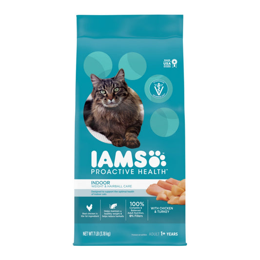 IAMS Proactive Health Weight Control & Hairball Care Indoor Adult Dry Cat Food Chicken & Turkey 1ea/7 lb